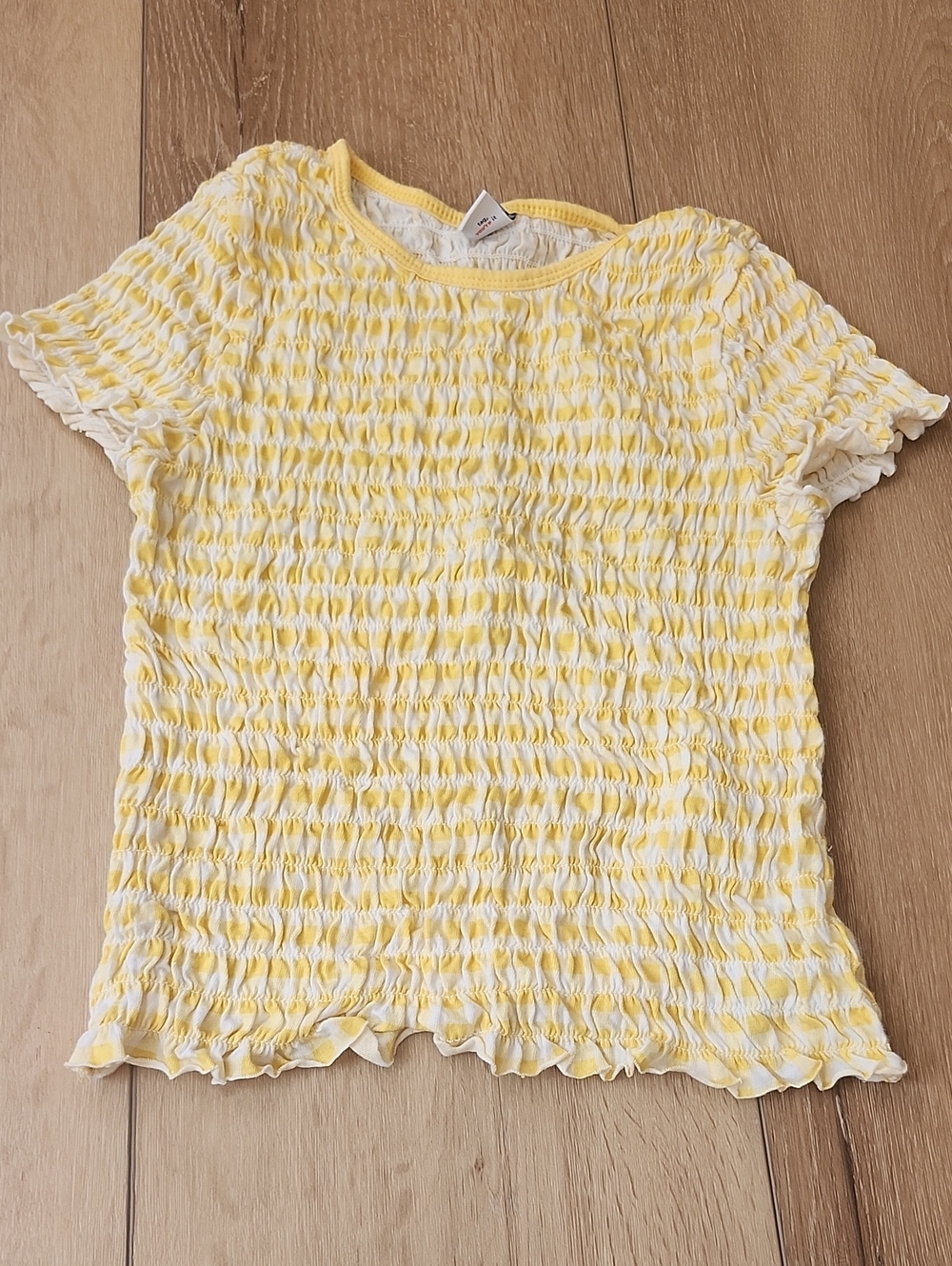 Yellow Smocked Short-Sleeve Top, Girls Large 10/12